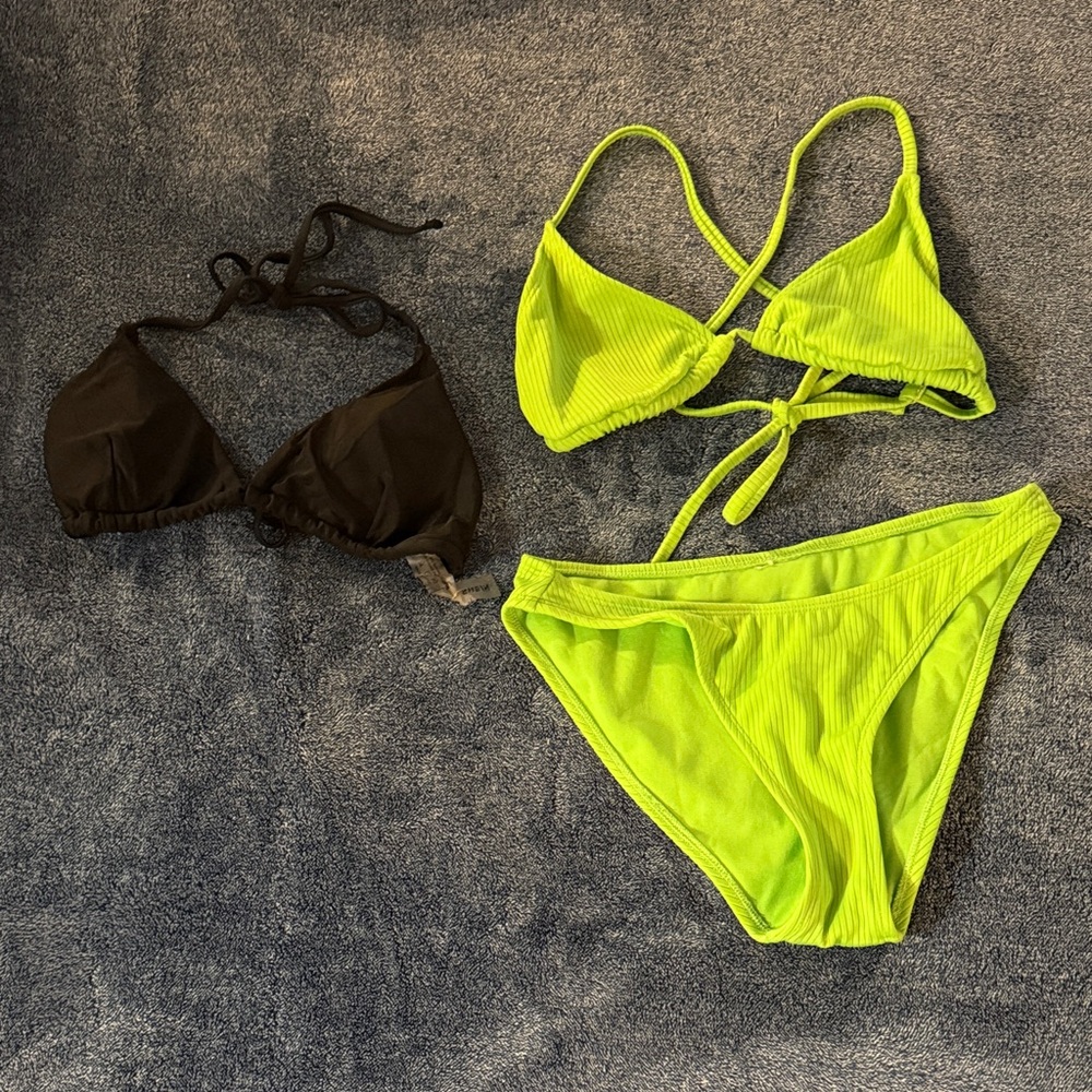 Neon Green and Black Bikini Set